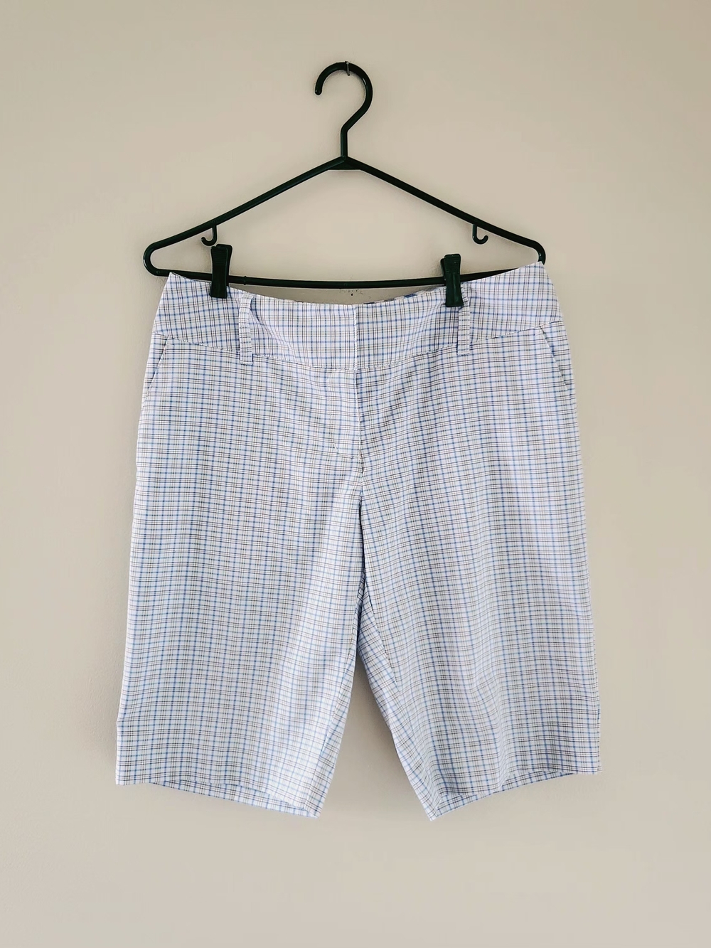 adidas Light Blue Plaid Performance Golf Shorts
